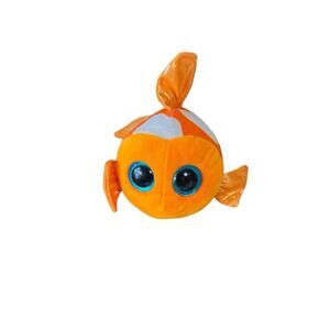 TY Beanie Boos SAMI Goldfish Orange White Plush Fish Blue Glitter Eyes NWT 6"